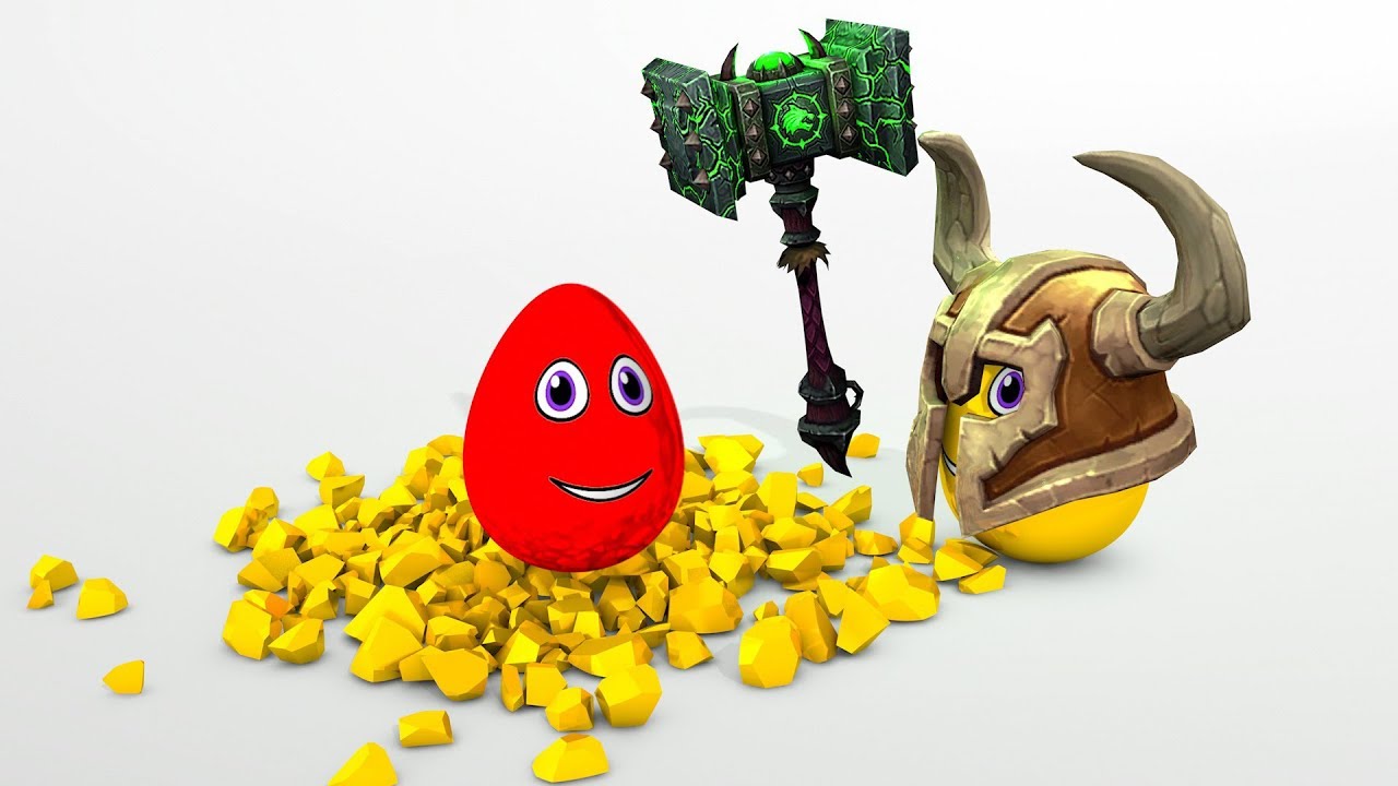 Learn Colors with Surprise eggs and WoW hammer 3D Cartoons for children Video for kids